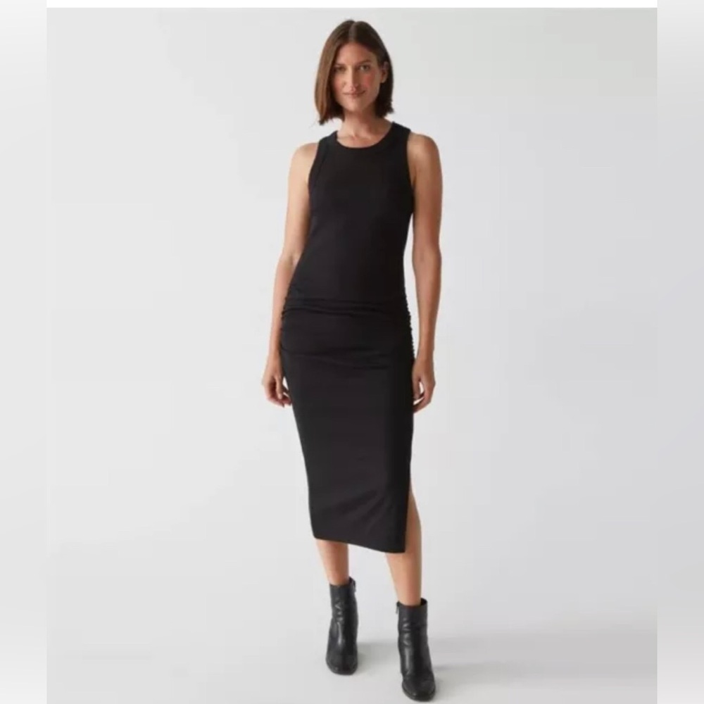 Michael Stars NWT Fitted Wren Ultra Ribbed Ruched Midi dress SZ M
